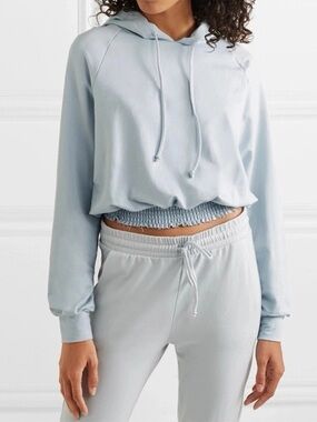 Cale Cropped Smocked Waist Butter Soft Hoodie Size Medium